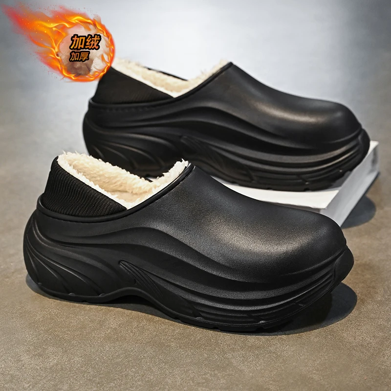 

Водонепроницаемые тапочки, домашние хлопковые тапочки, нескользящие, мягкие и удобные, бархатная обувь для мужчин, модная износостойкая новинка