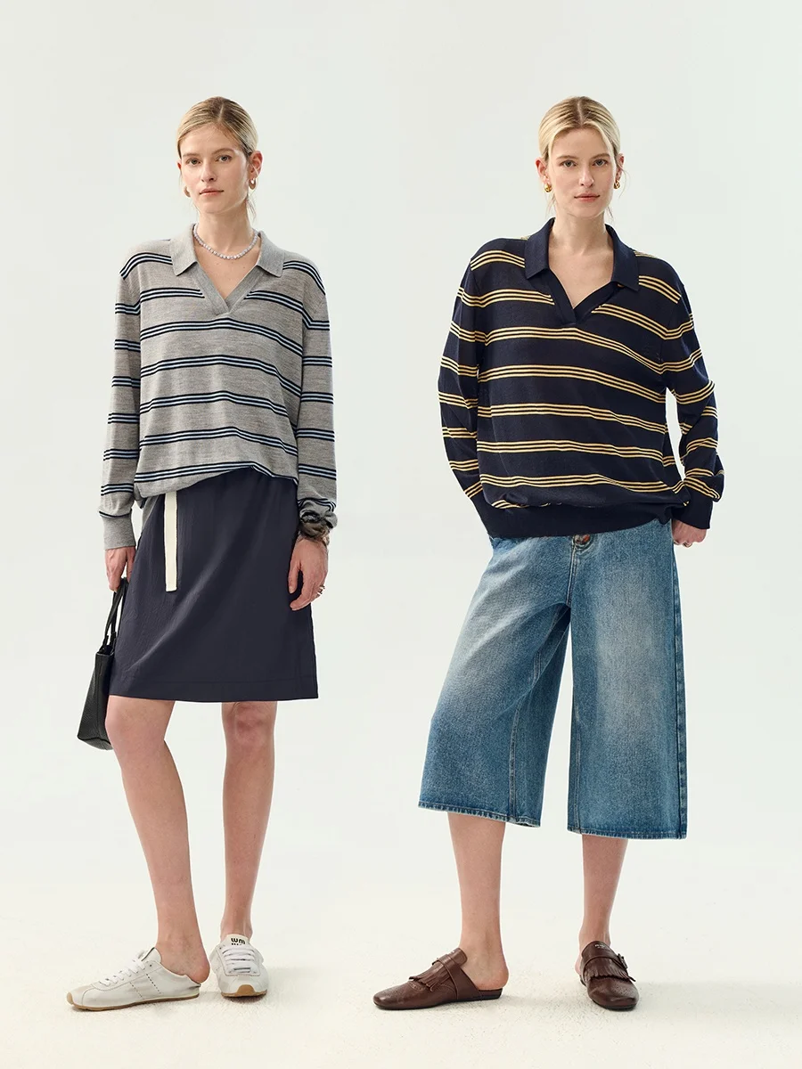 

Ультратонкий вязаный свитер с 8 иглами, похожий в облако и драпировкой, винтажный цвет, дизайн в полоску, свободный крой, женская мода