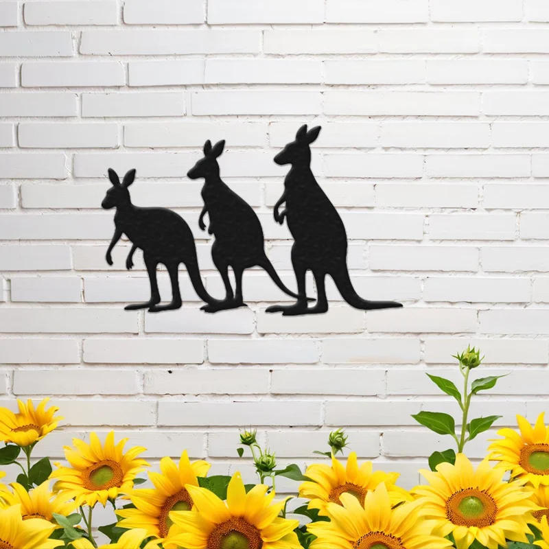 CIFBUY Metal Wall Art Iron Hanging Decor Minimalist Kangaroo 2D Sculpture For Living Room Patio Office Home Indoor Outdoor