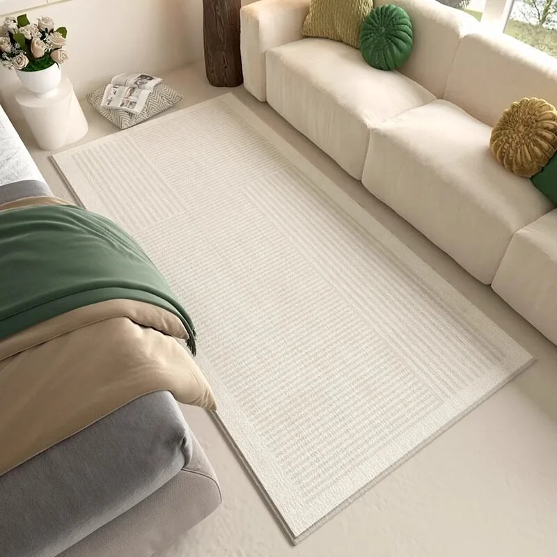Bedroom Bedside Rug Wabi-sabi Style Minimalist Geometric Pattern Long Carpet Stain-resistant Wear-resistant Floor Mat Home Decor