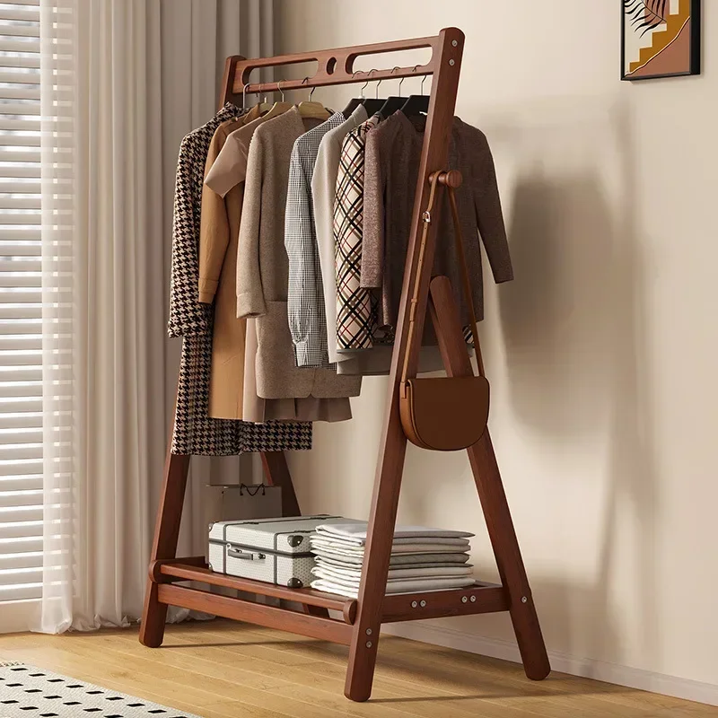 Factory Bedroom Floor Folding Coat Rack Non-solid Wood Hanger Household Clothes Rack