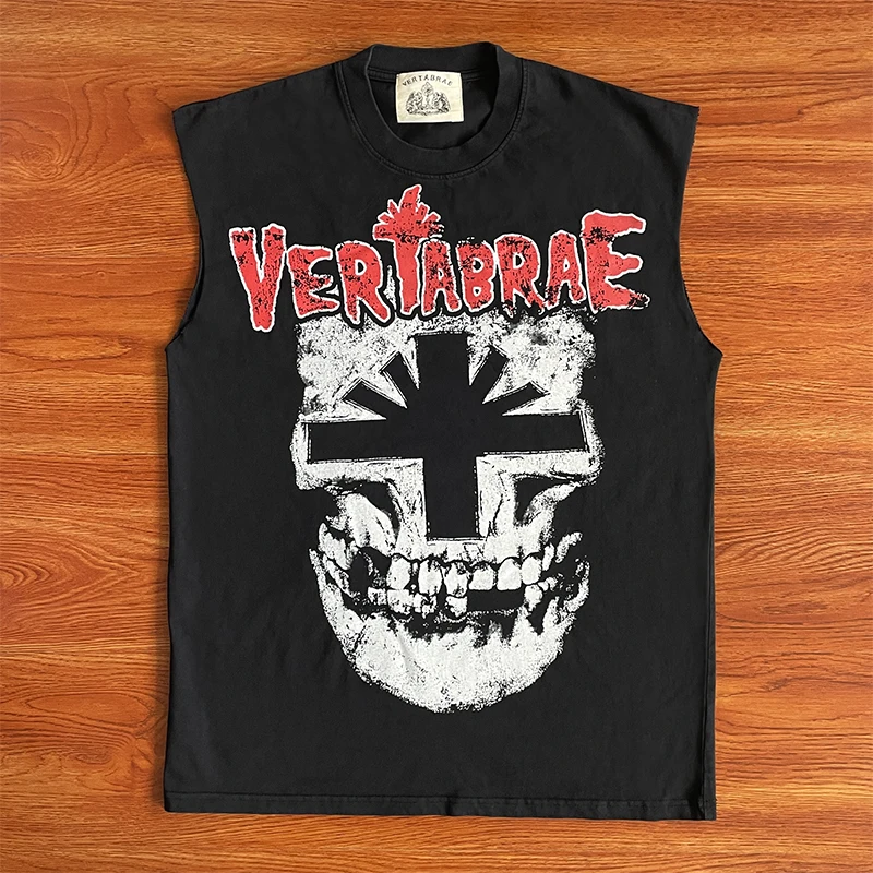 

Vertabrae epherd Tank Cross Skeleton Print ex Pure Cotton Casual Sports f Sve Vest Youth Faion Spring Collection