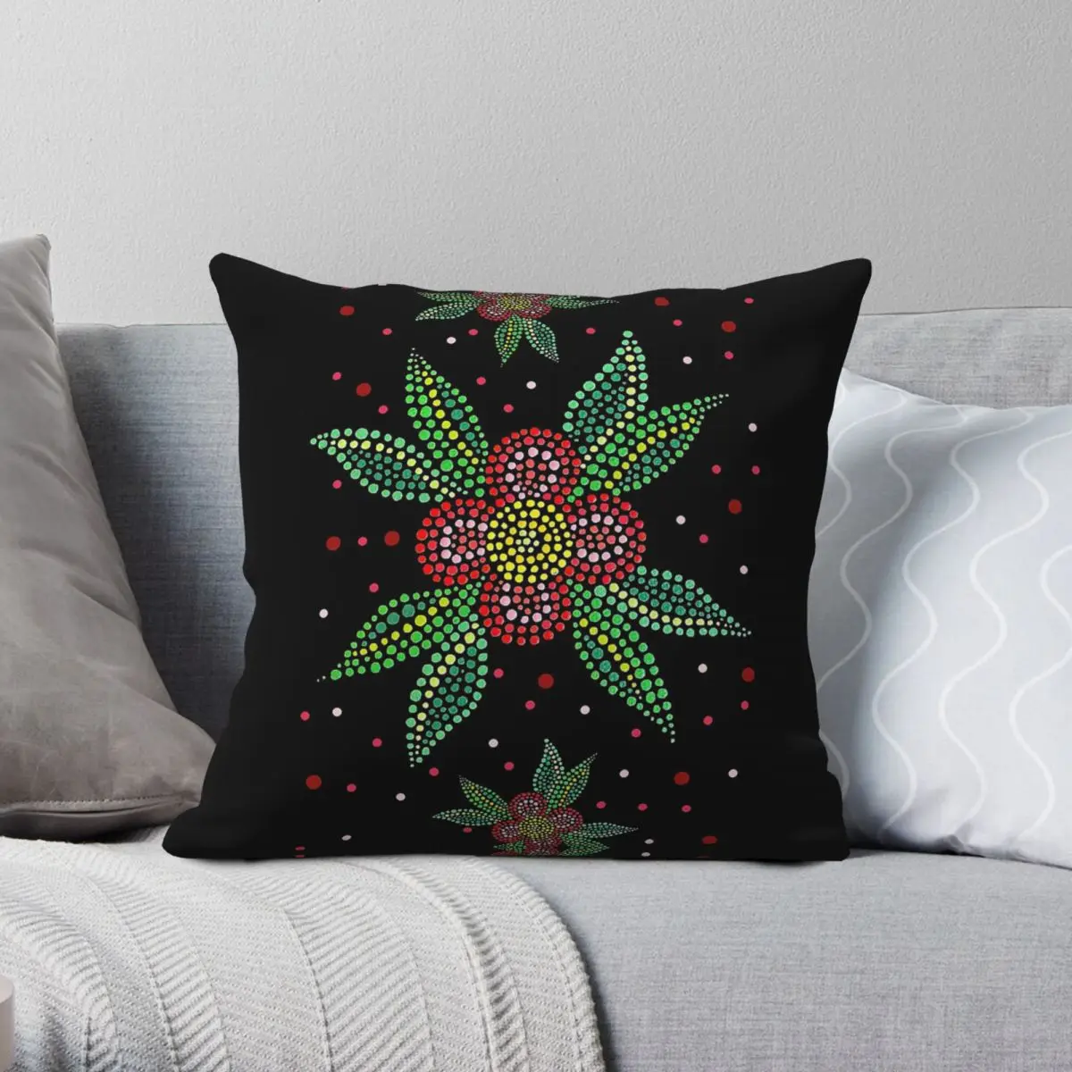 Celebration Floral Blooms Pillowcase Polyester Linen Velvet Printed Zip Decor Pillow Case Home Cushion Cover