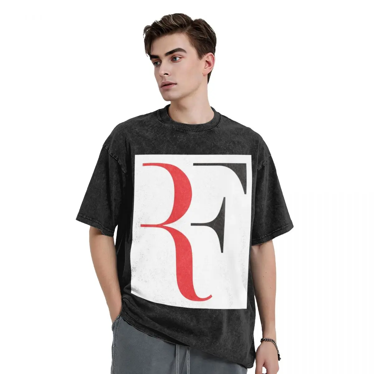 Roger Federer Washed T Shirts Harajuku Short Sleeve Hip Hop T-Shirt Streetwear Tops Tees for Men Women