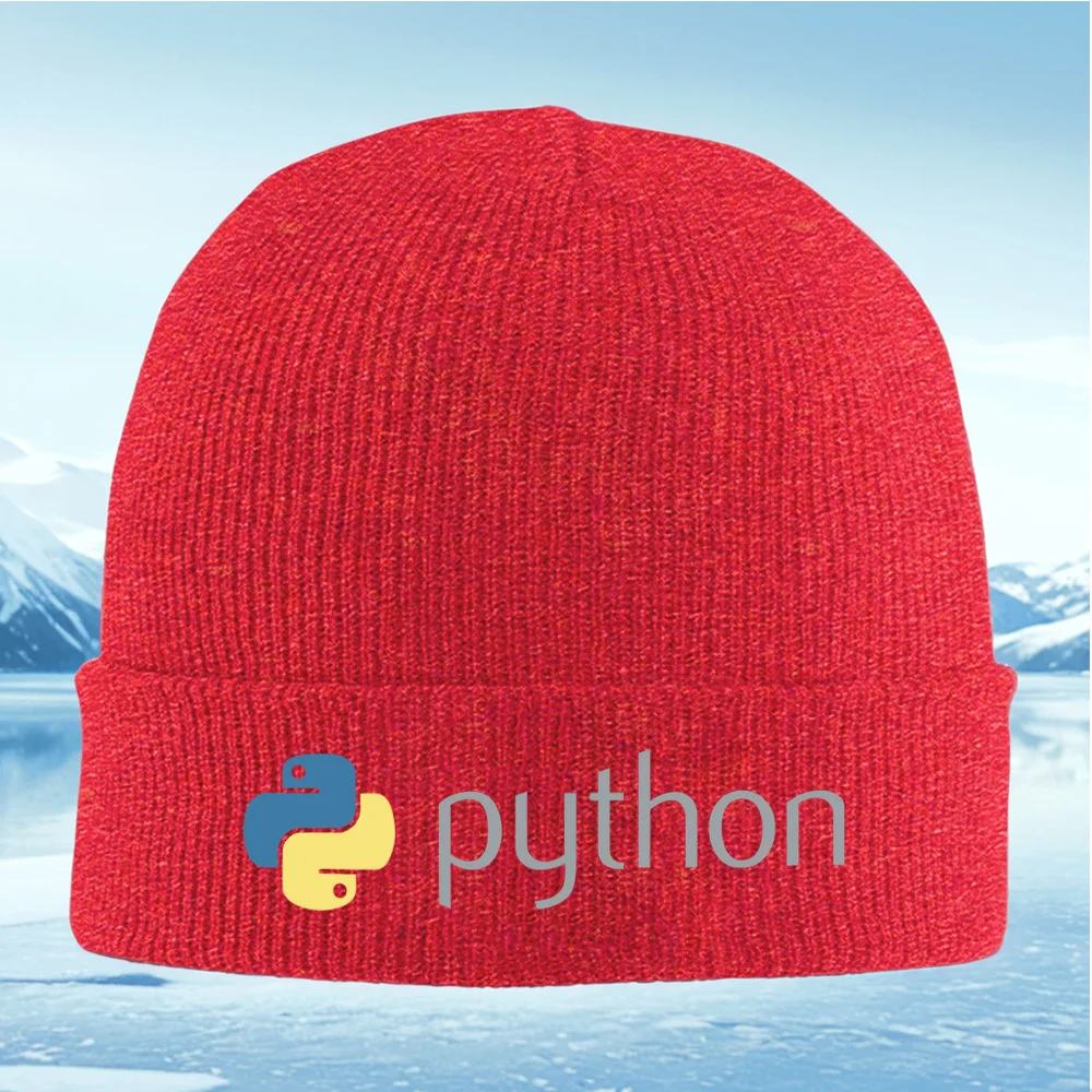Schlangenlogo Python Programmiercode Männer Frauen Unisex Strickmütze Beanie Pullover Mütze Winter Thermal Warm Weihnachten Outdoor Cyclin