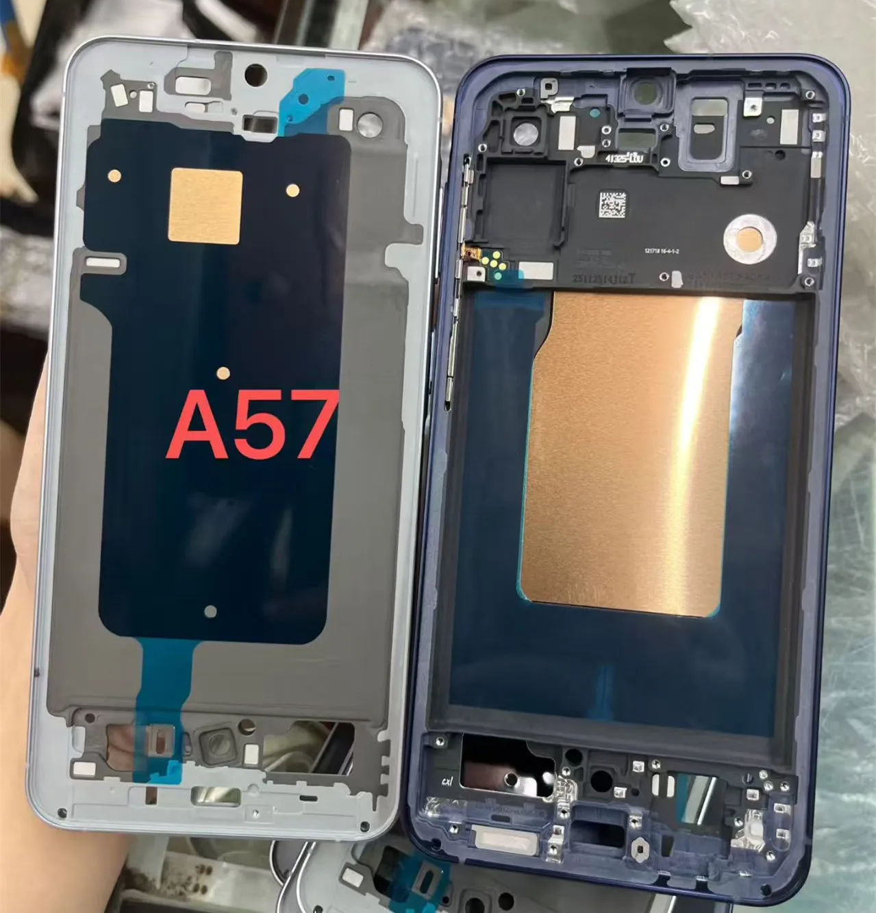 A576 For Samsung Galaxy A57 5G Middle Frame Housing Board LCD Faceplate Bezel Replace Repair Parts + Side Buttons