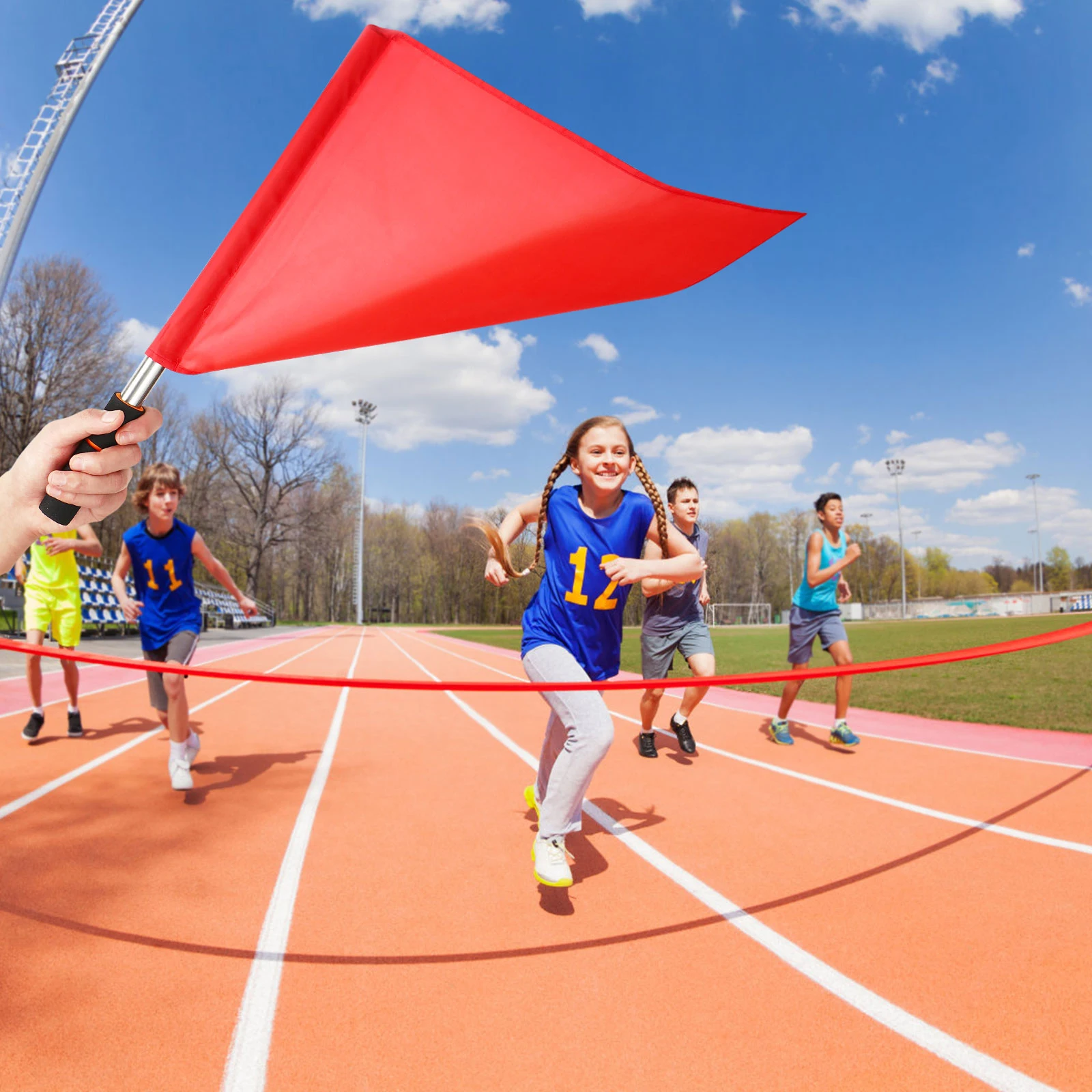 

4 Pcs Referee Flags Signal Flags for Soccer Volleyball Linesman Stainless Steel Handle Premium Material High Visibility