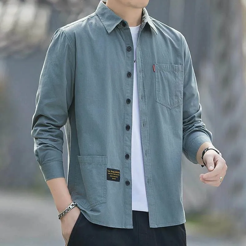 Mens Anti-Scalding Welding Wear Resistant Long Sleeve Collared Shirt Casual Summer Work Outfit Dirt Resistant Polyester Cotto...