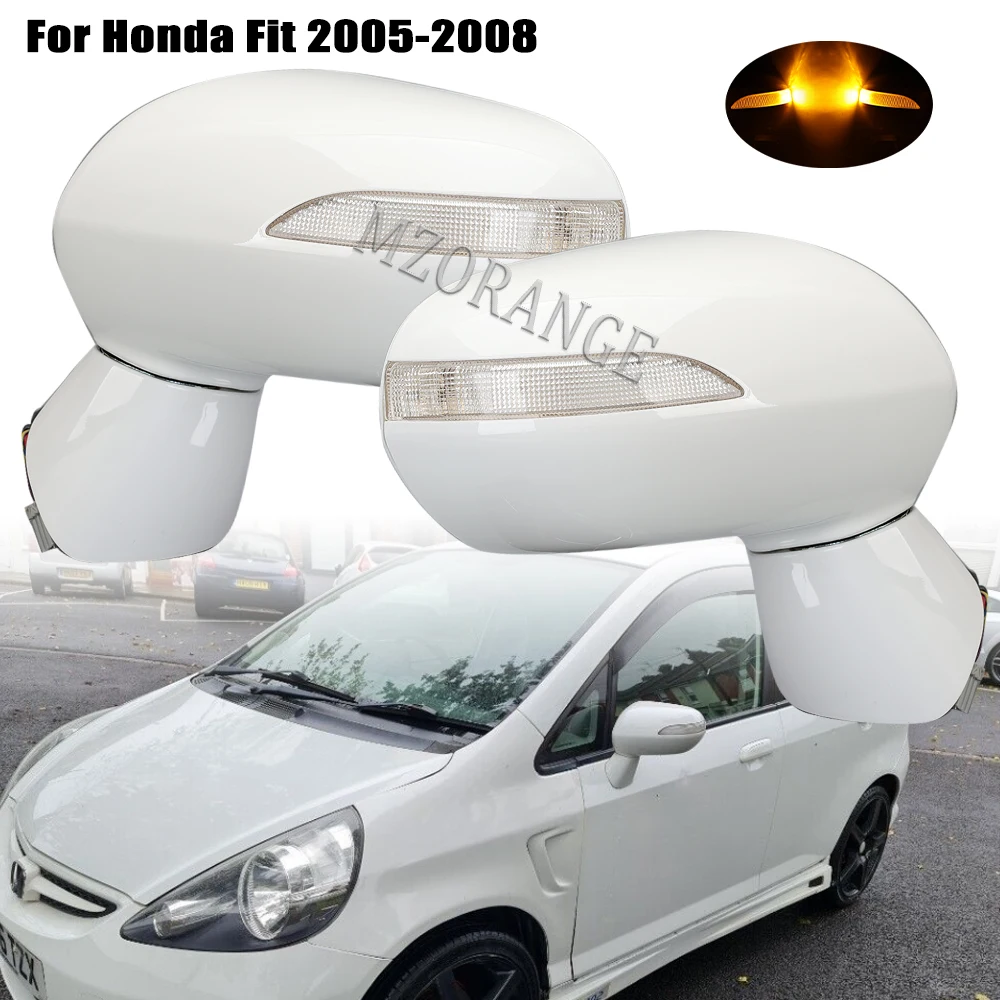 

5 Pins Car Side Rearview Mirror Cover for Honda Fit MK2 2005-2008 for Honda CITY 2007 White Lens Electric with Lamp Assembly