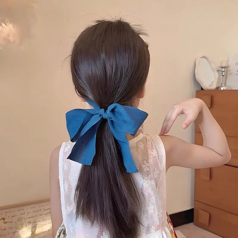 1Pc Blue Braider Solid Denim Ribbon Hairband for Women Girls Elegant Korean Hair Hoops Headband Accessories Fashion Vintage Gift