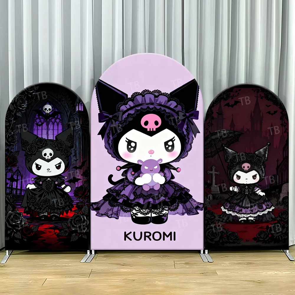 

TB Dark Purple Sanrio Kuromi Theme Arch Backdrop Cover for Girls Birthday Party Baby Shower Decor Photo Background Wall Props