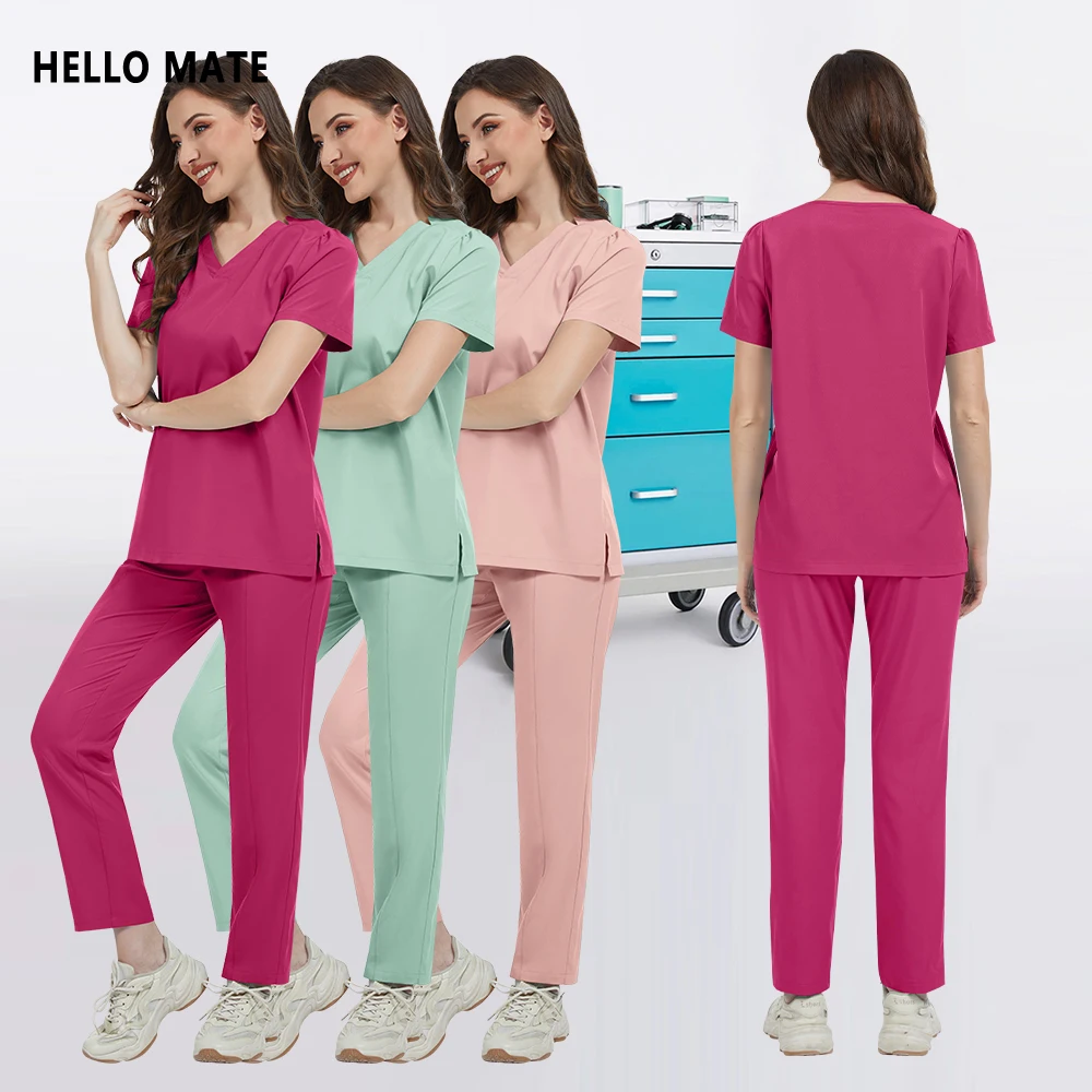 ใหม่ชุดผ่าตัดผู้หญิง Beautician Medical Nursing Scrubs ชุด Clinical Top กางเกงหมอทันตแพทย์ผ่าตัดชุดพยาบาลบทความ