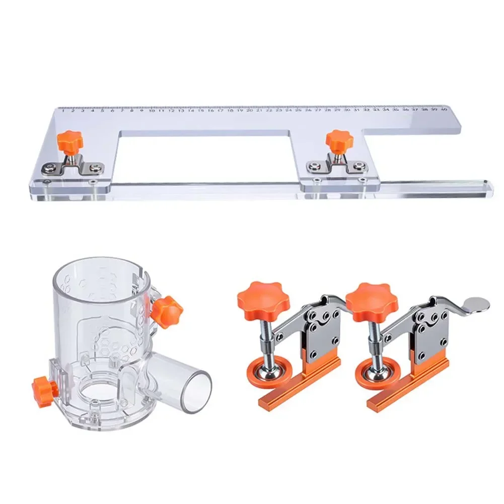 Woodworking Slotting Plate with Handle Design for Mold Cabinet Door Featuring Efficient Clamp and Precise Drilling Function