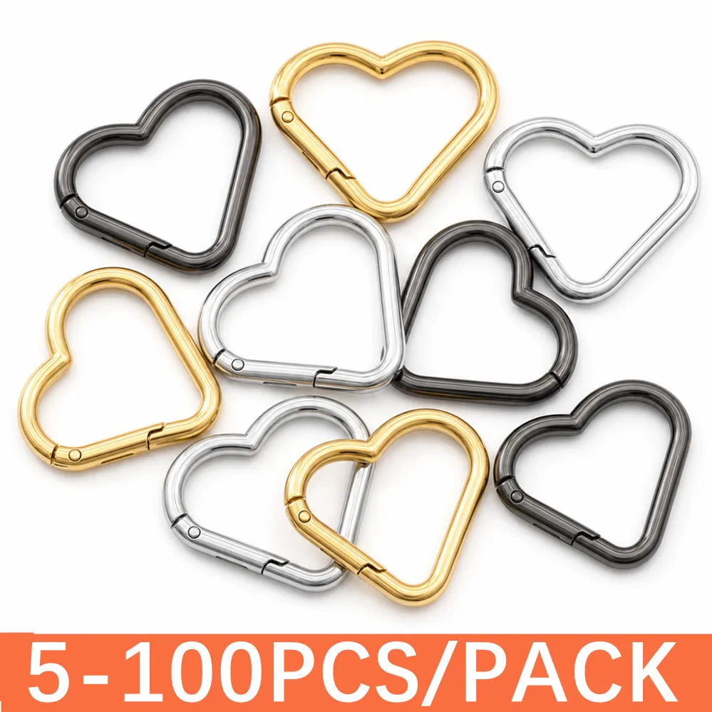5/50/100Pcs Outdoor Carabiner Heart Shape Keychain Clip Aluminum Alloy Rings Climbing Clips Spring Snap Hook Carabiner Durable