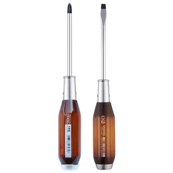 VESSEL Wooden Handle Screwdriver Suitable for Phillips and Slotted Screws Powerful Penetration Driver NO.100