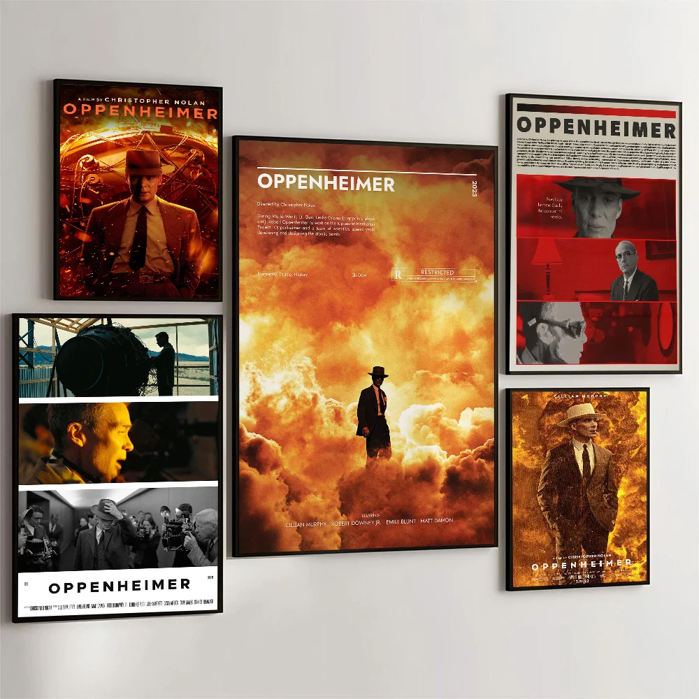 1pc 2023 Biography Movie Oppenheimer Film Poster Self-adhesive Art Waterproof Paper Sticker Coffee House Bar Room Wall Decor