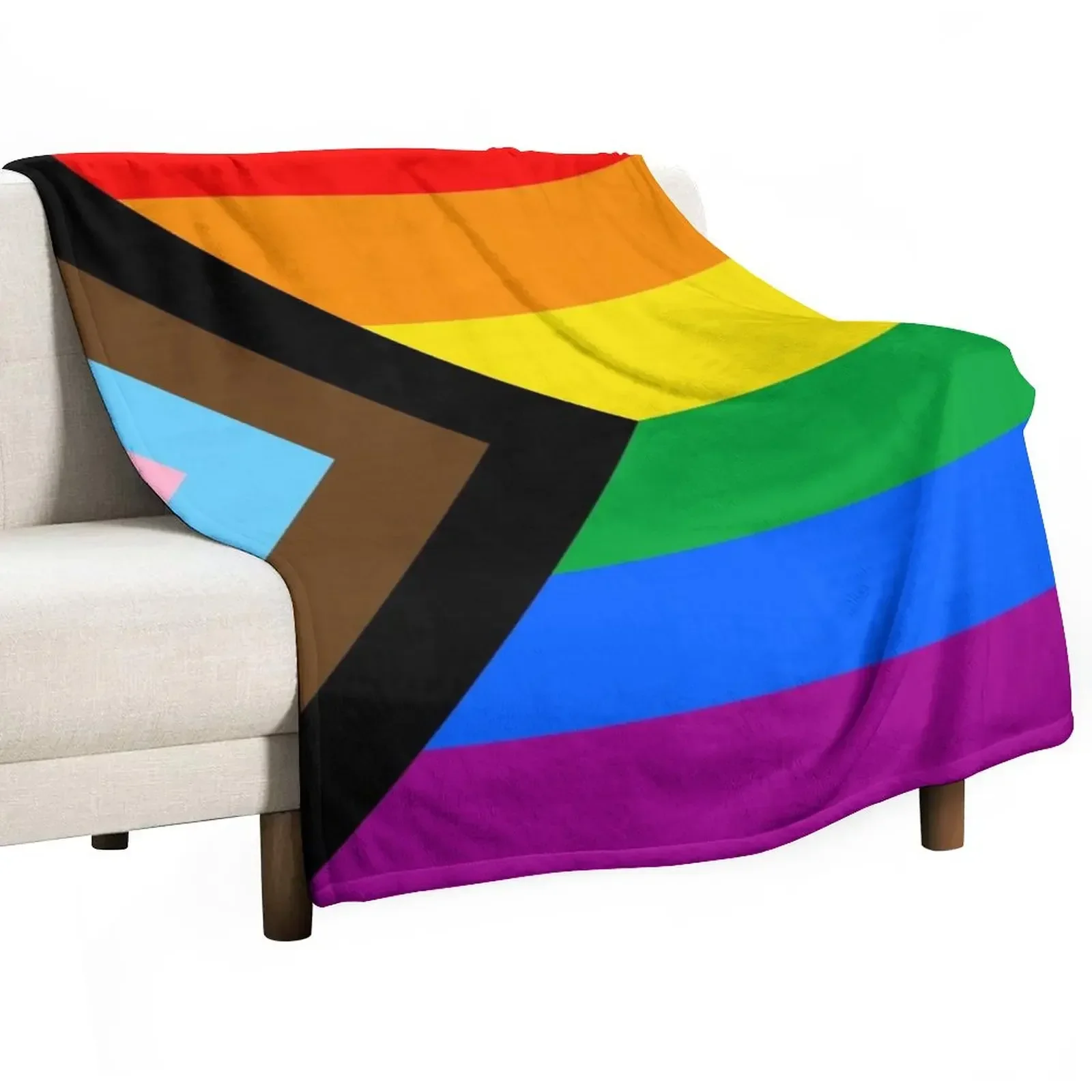 

LGBTQ+ Progress Pride Flag Throw Blanket Large Designers Blankets