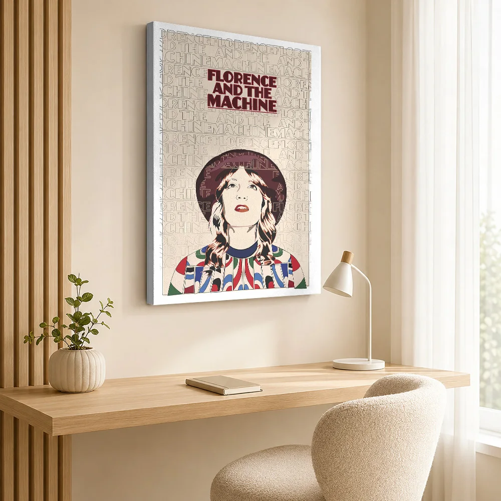 Florence And The Machine Music Tribute Canvas Painting Poster Bold Style Wall Art With Customized Photo For Study Ideal Fan Gift