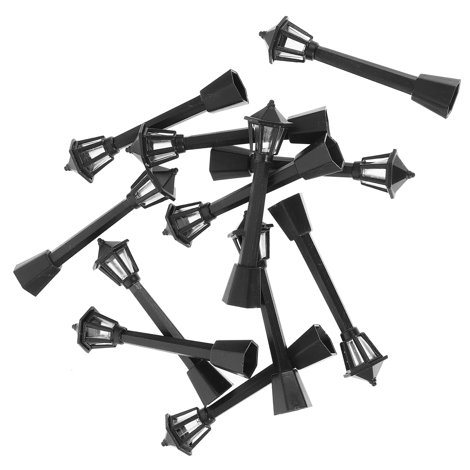 

12pcs Plastic Garden Street Lamp Miniature Simulation Luminous Street Light For Diy Micro Landscape Decor Sand Table Accessories