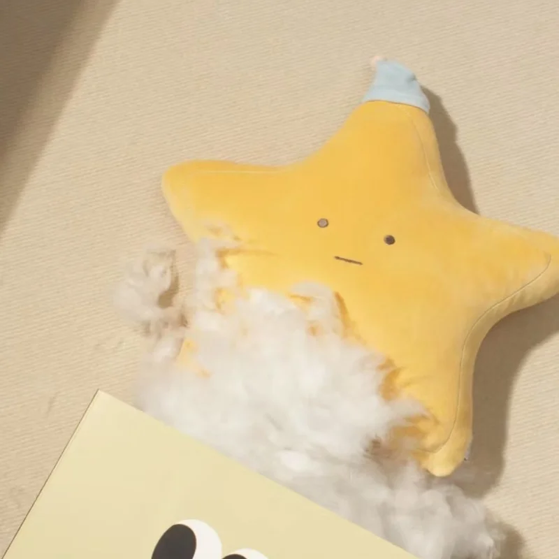 Alta qualidade amarelo estrela plushie almofada recheado bonito tempo brinquedo de pelúcia para o quarto do miúdo decoração sofá lance travesseiro meninas presente