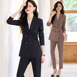 Striped Suit Jacket Women's Design Sense Niche Double Breasted Commuter New Autumn Professional Tailored Suit Suit Overalls