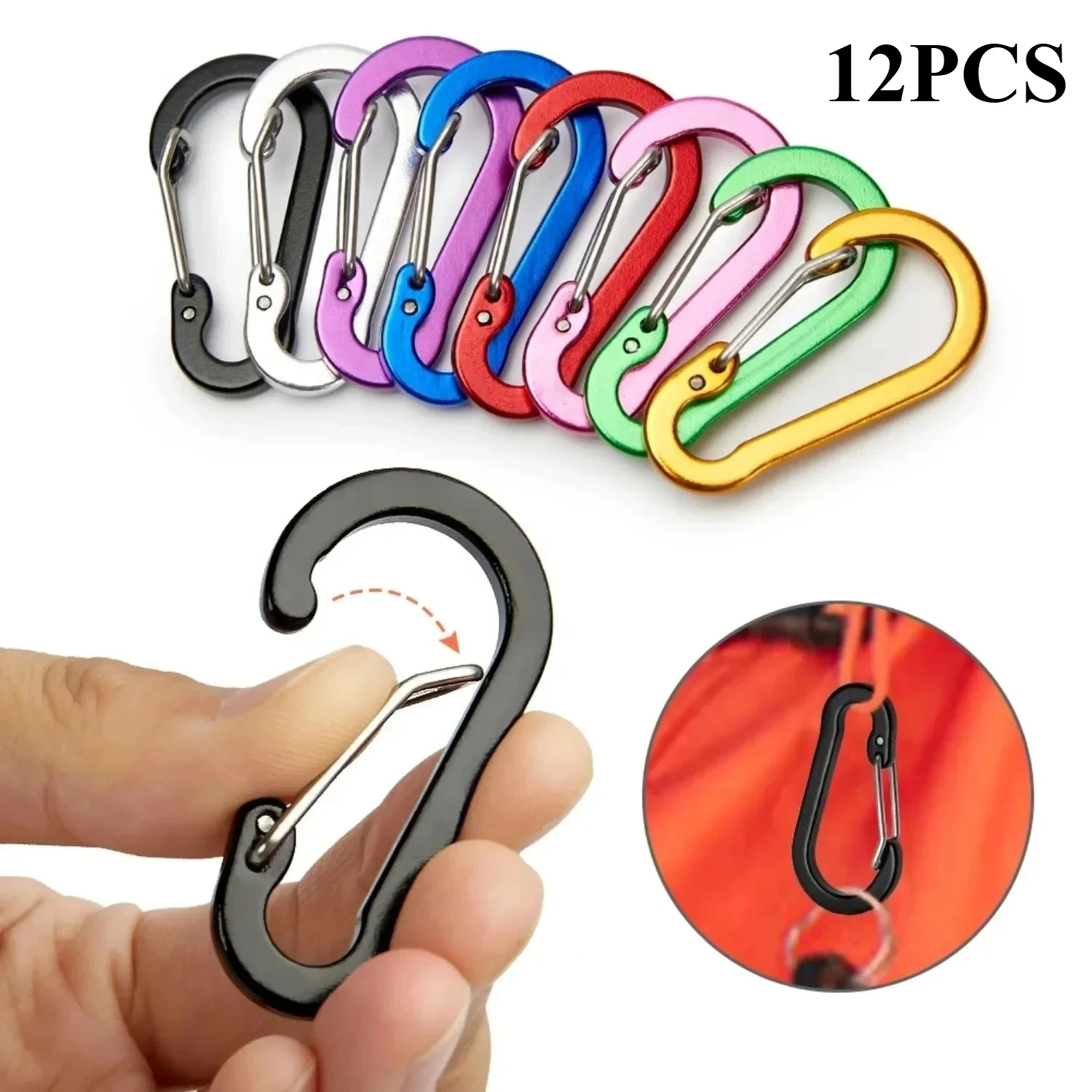 12Pc Colorful Aluminum Alloy Carabiner Clip Set Small Carabiner Hooks for Outdoor Camping Hiking Fishing Backpacking Accessories