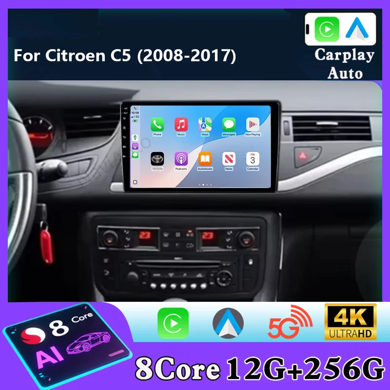 Android 16 Auto Car Radio Multimediar for Citroen C5 2008-2017 Autoraido Gps Navigation Stereo 4G Carplay