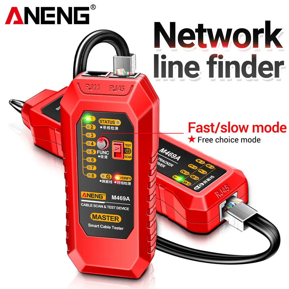 

Network Line Finder ANENG M469A RJ11/RJ45 Interface Network Cable Proofreading LAN Cable Tester Finder Wire Repair Tester Tools