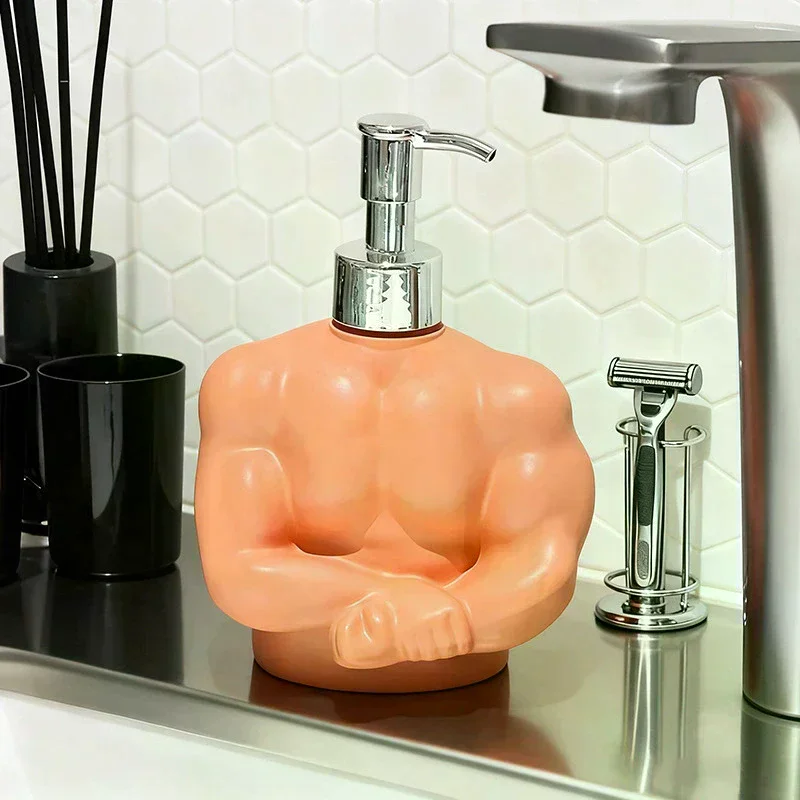 

1Pcs Muscle Man Soap Dispenser Accurate Pump Control Leak-Proof Design Body Wash Dispenser Bathroom Decor