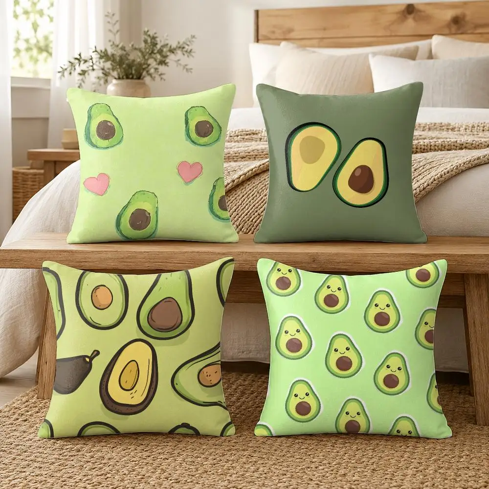 Avocado Botanical Artwork Cushion Cover Soft Short Plush Pillow Cover Smooth Cozy Texture Cushion Case Home Decor