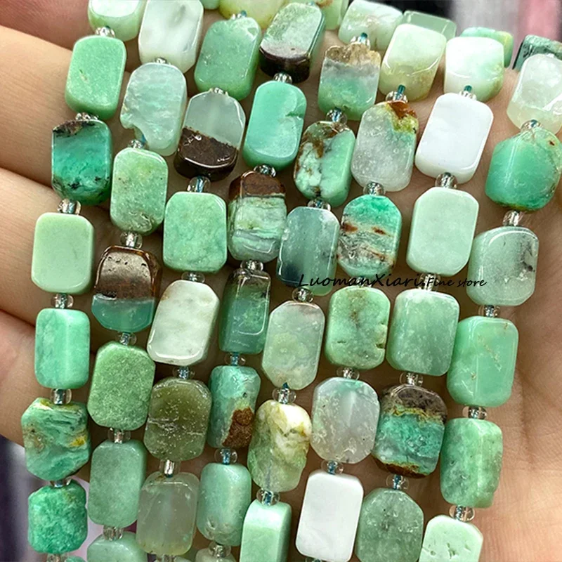 Natural Stone Australian Jade 8x12MM Flat Rectangle Loose Spacer Beads for Jewelry Making Diy Bracelet Charms Accessories