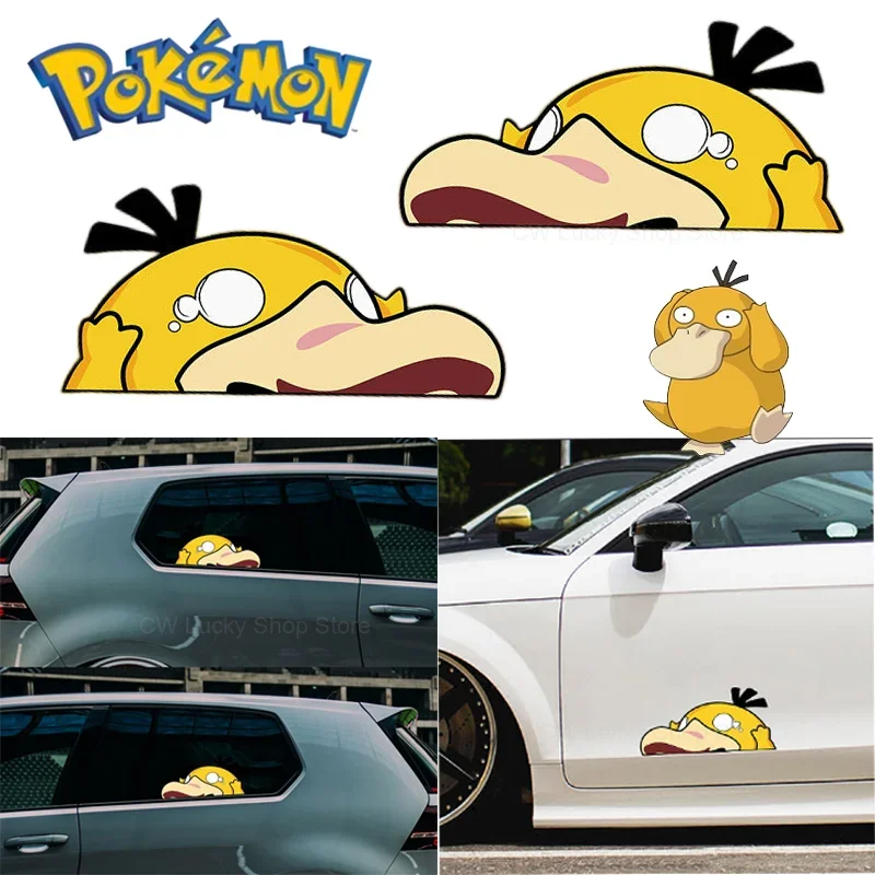 Pokemon Psyduck Car Sticker Anime Personality Stickers Decorative Car Motorcycle Bumper Creative Waterproof Stickers Accessories