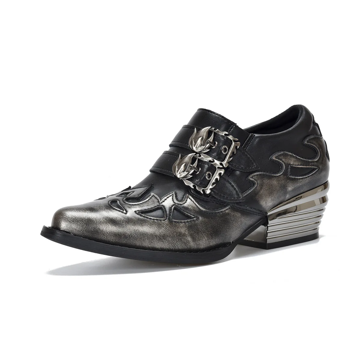 

Men's Women's Retro Chelsea Short Boot Men Women Willow Nails Animal Pattern Belt Buckle Low Top Boots Knight Boots Botas Mujer