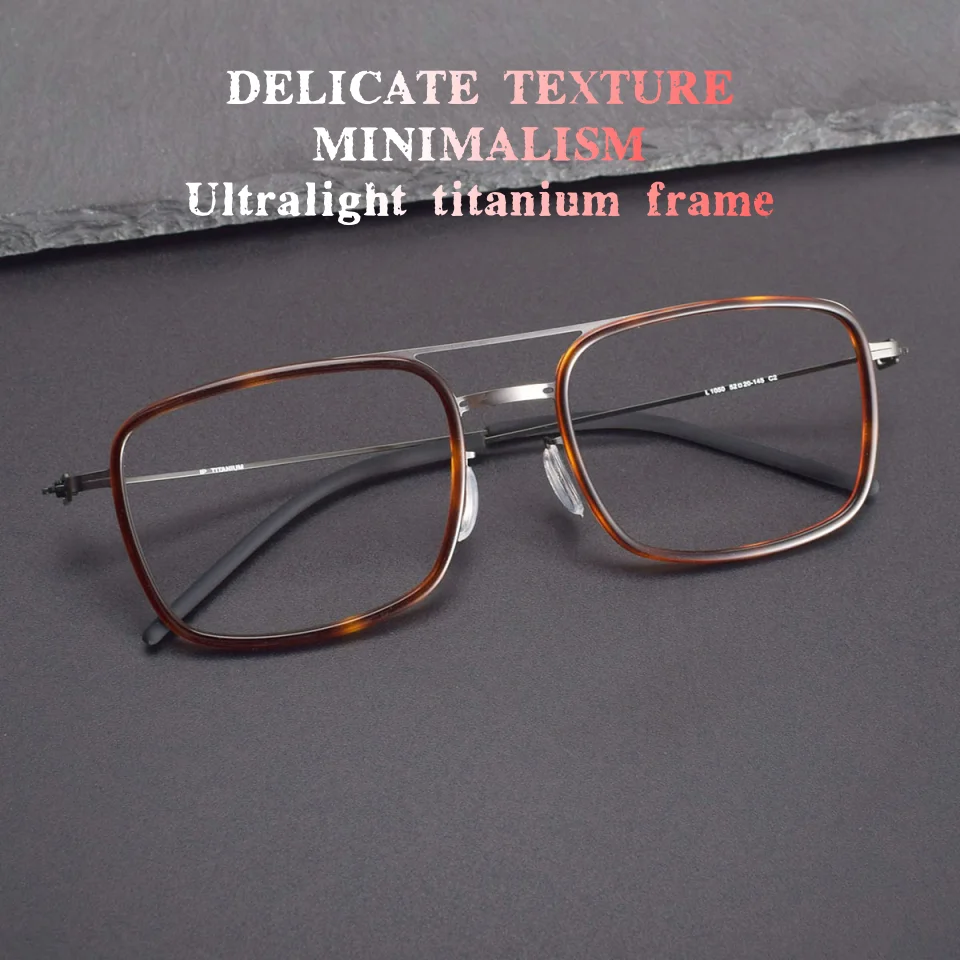 

Ультралегкие квадратные титановые оправы в японском стиле со встроенной ацетатной оправой для мужчин и женщин, оптические очки по рецепту