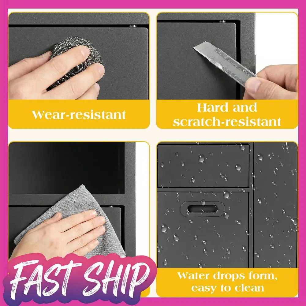 

Водонепроницаемый шкаф для хранения из нержавеющей стали с выдвижным механизмом, стальная ниша для душа с откидным мусорным ведром для ванной/кухни/отеля