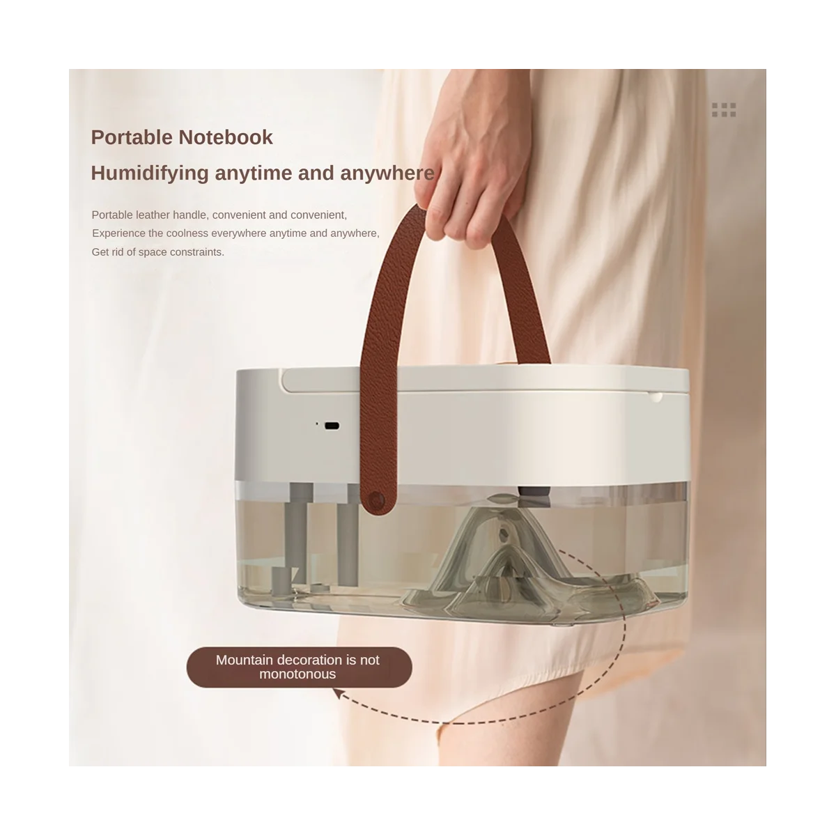 New Humidifier Mist Fan Portable Fan Air Cooler USB Fan Desktop Fan with Night Light Summer White-A59E