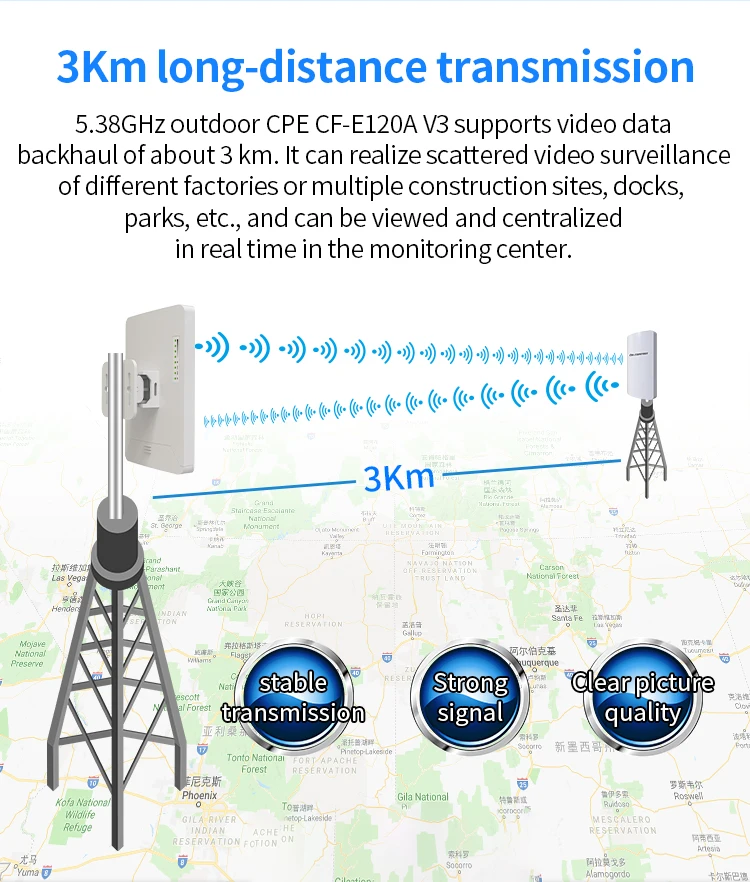 COMFAST 3KM 300Mbps Outdoor Wireless CPE 5.8G Built in PA Wifi Amplifier Repeater Extender Router Access Point Waterproof P to P