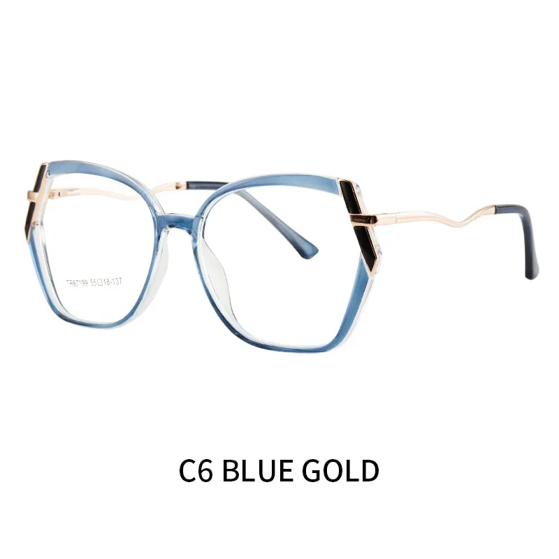 Übergroße Anti-Blaulicht-Brille Rahmen für Frauen Luxus Polygon Damen Brillen quadratische Metall optische Computer brillen – Detail 6
