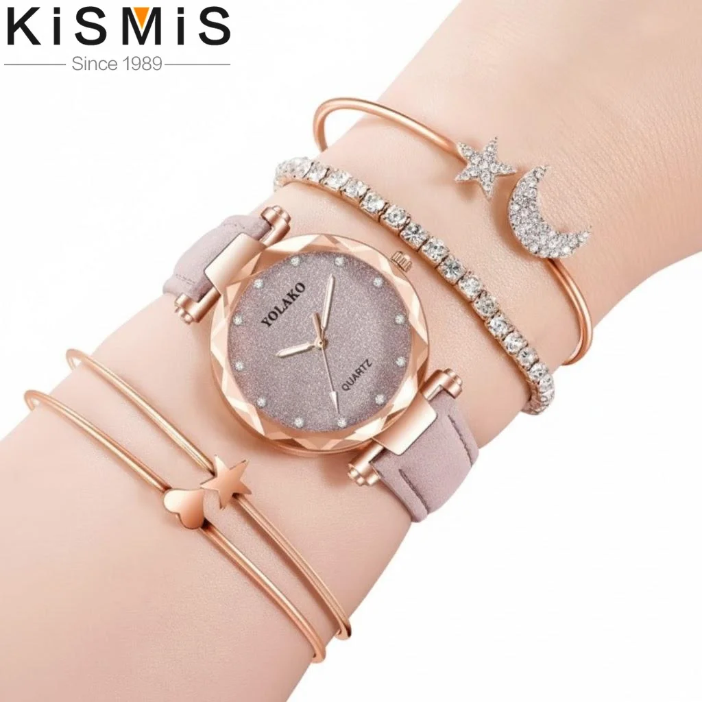 

Womens Fashion Leather Strap Watch Frosted Dial Golden Border Analog Quartz Watch Multicolor
