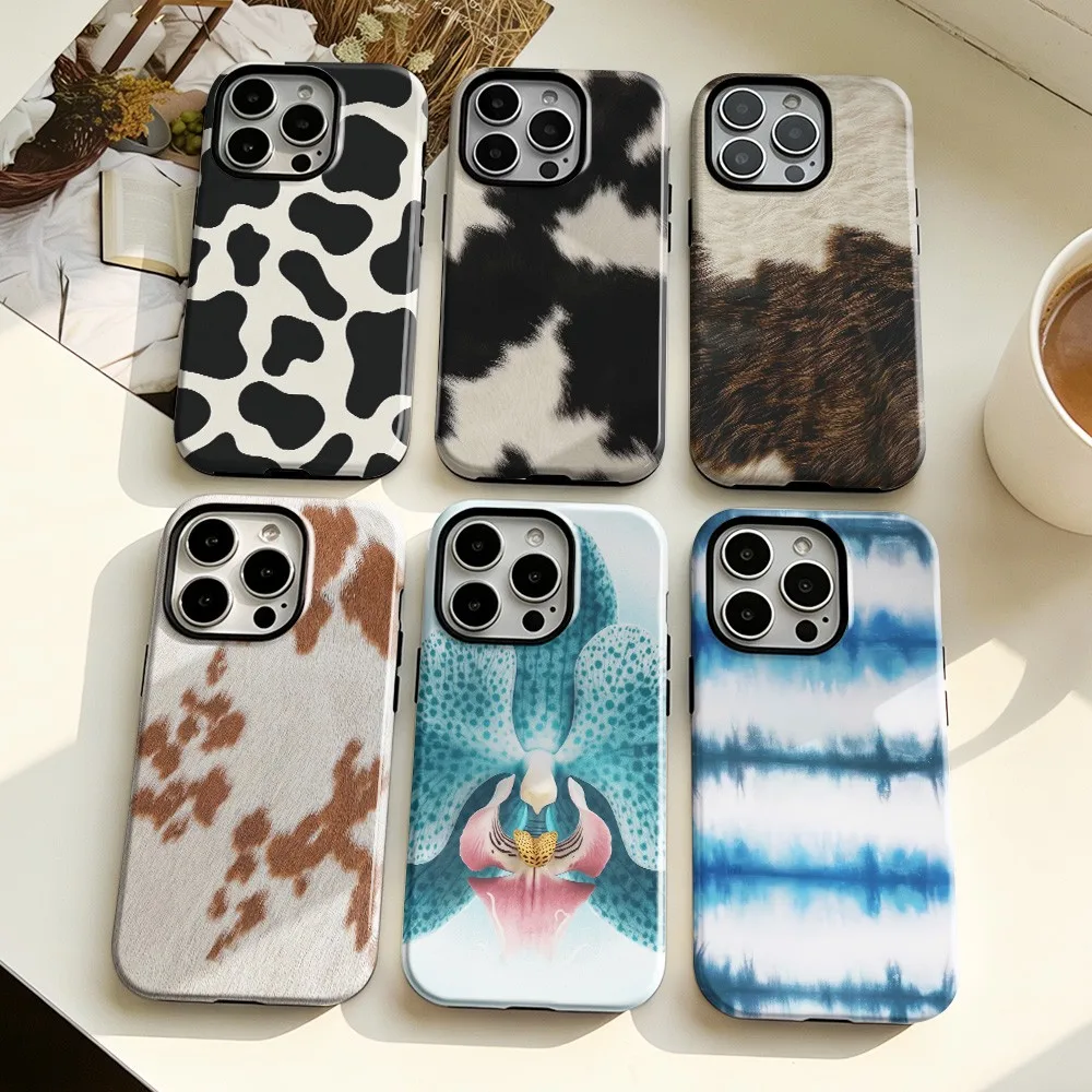 Clmj Cow Print Phone Case for Samsung Galaxy S20 S22 S23 S24 S25 S26 FE Plus Ultra Edge 4G 5G Double-layer Cover