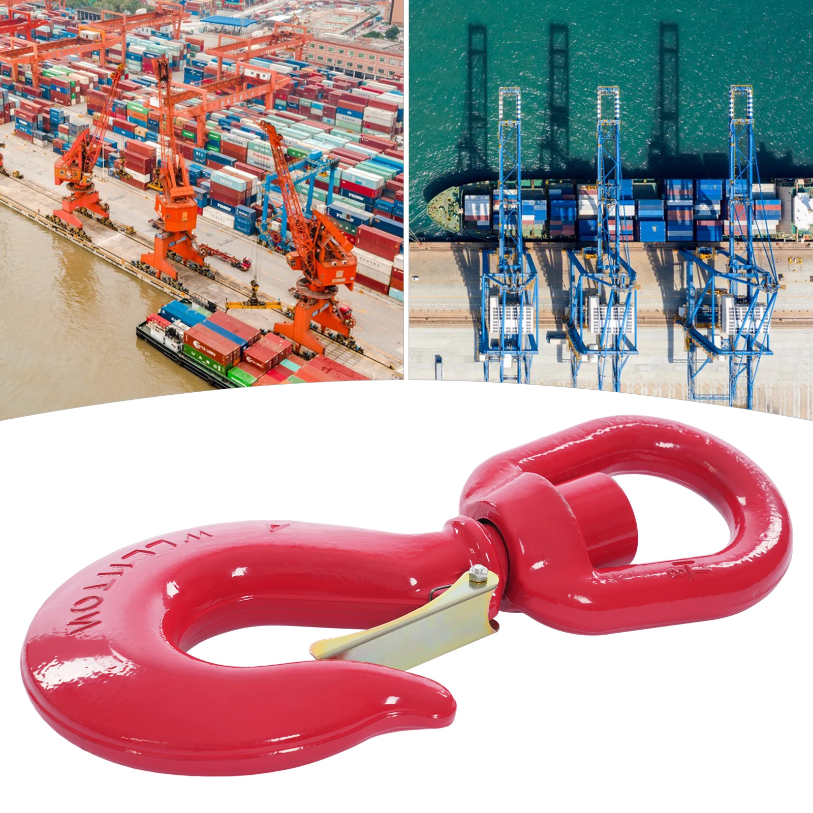 11T Locking Swivel Hook Lifting Hook with Safety Latch 360° Rotating Safety Latch 24250LB Capacity for Heavy Lifting