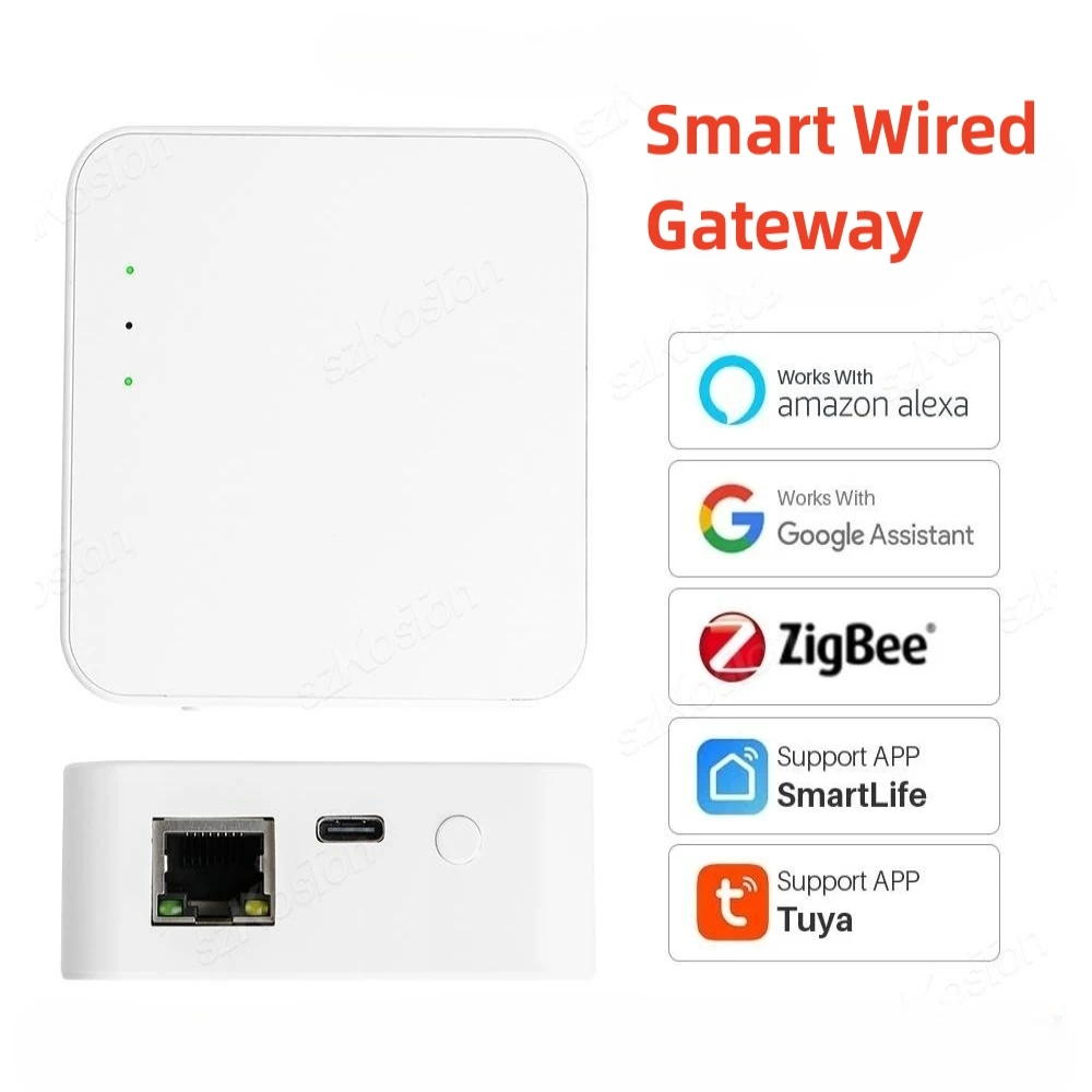 Tuya ZigBee 3.0 Wired Gateway Hub Smart Home Bridge Voice Control Smart Life APP Remote Control Work with Alexa Google Assistant