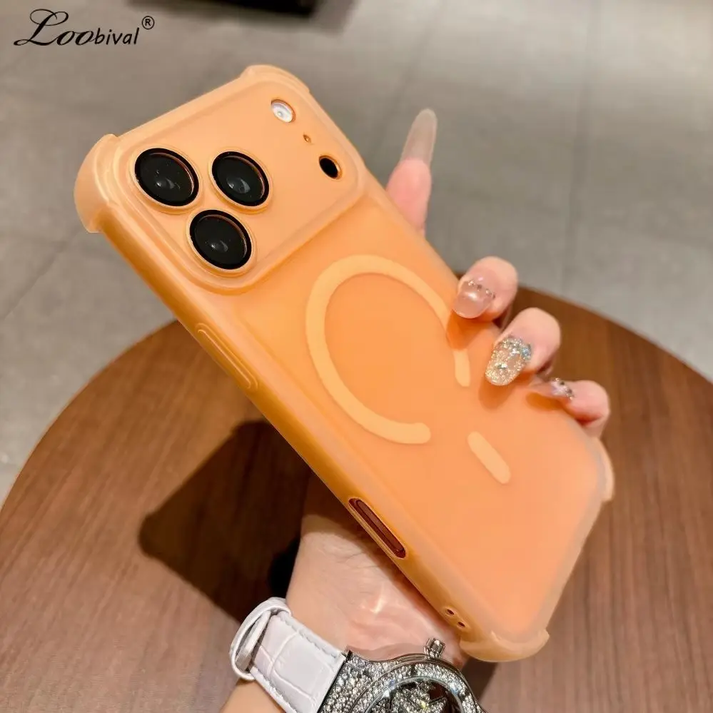 Coque Souple TPU Mate Magnétique pour iPhone 16 17 Pro Max 14 15 Plus 12 13 avec Protection d'Objectif et Pare-chocs Antichoc