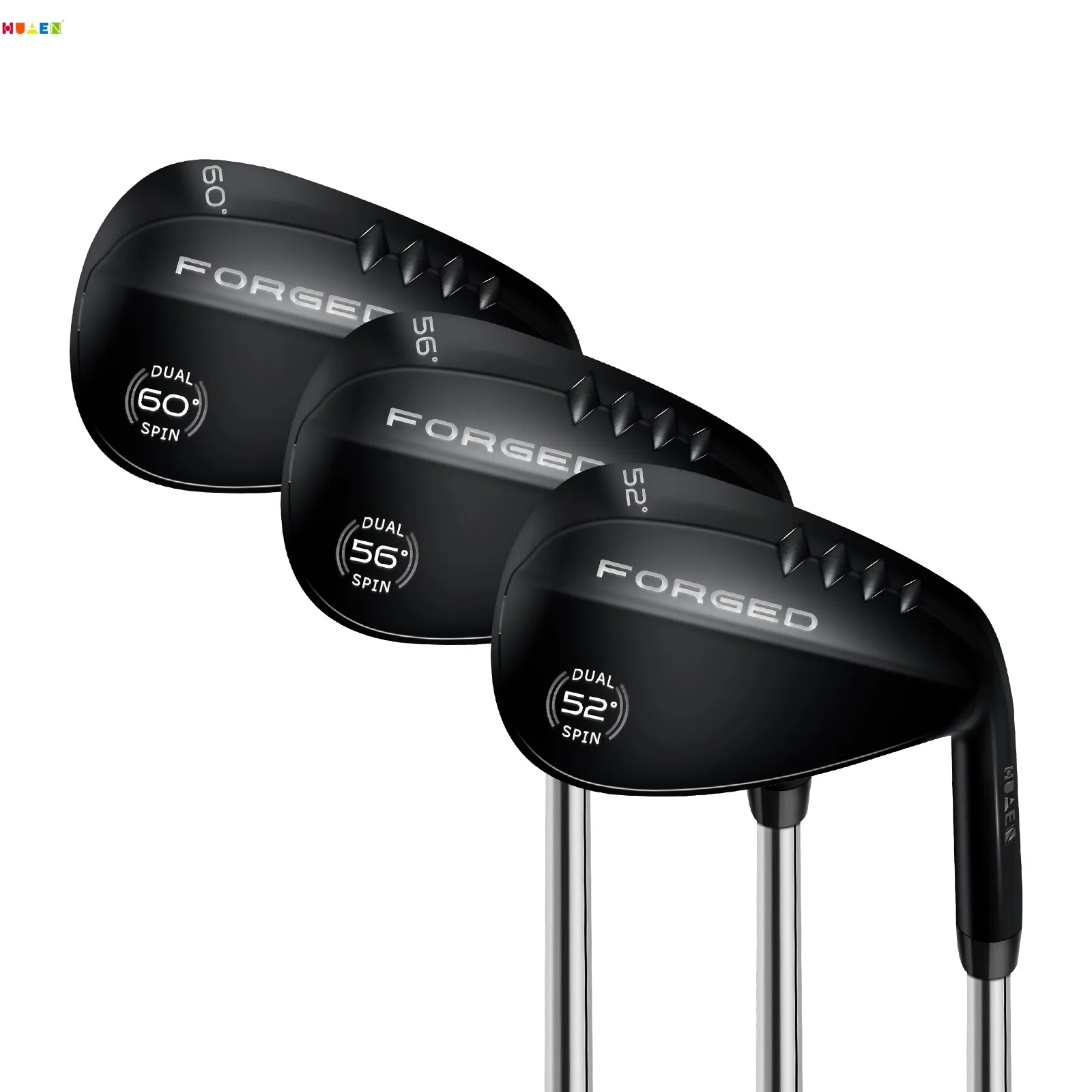 OEM ODM HUAEN Tour Pro Golf Wedge Set Mens Right Handed 52 Gap 56 Sand and 60 Lob Wedge in Satin or Black Finish