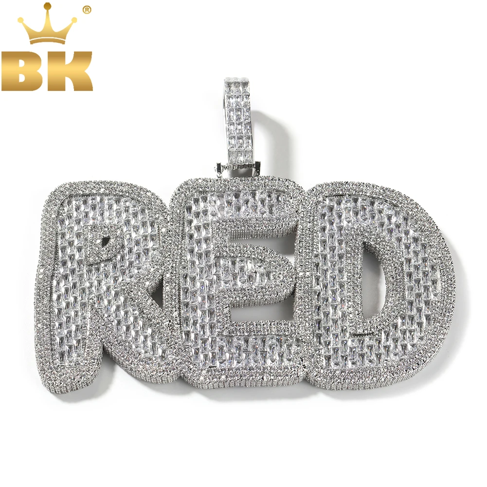 

THE BLING KING Custom Baguettecz Letter Name Pendant Necklace Iced Out Square Cubic Zirconia Chain Necklace Hiphop Jewelry