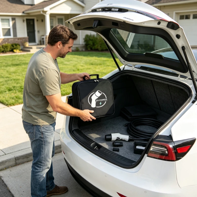 Shock‑Resistant EV Charger Storage Case Large Capacity Portable Car Charging Cord Organizer