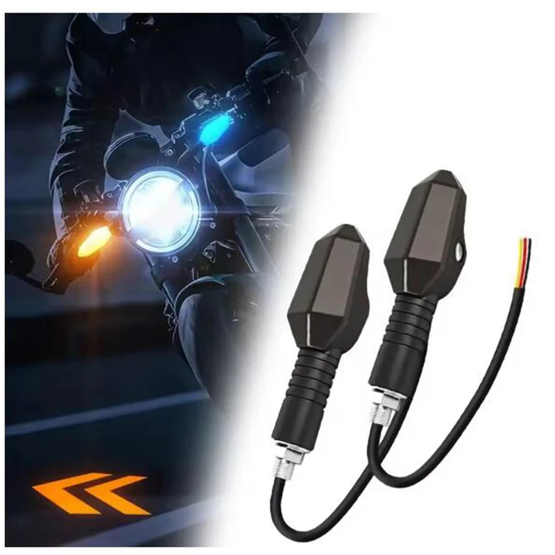 2x Motorcycle LED Turn Signal Lights Universal DRL Color Amber Flowing Blinker Indicator Flashing Tail Lamp Projection Lamp