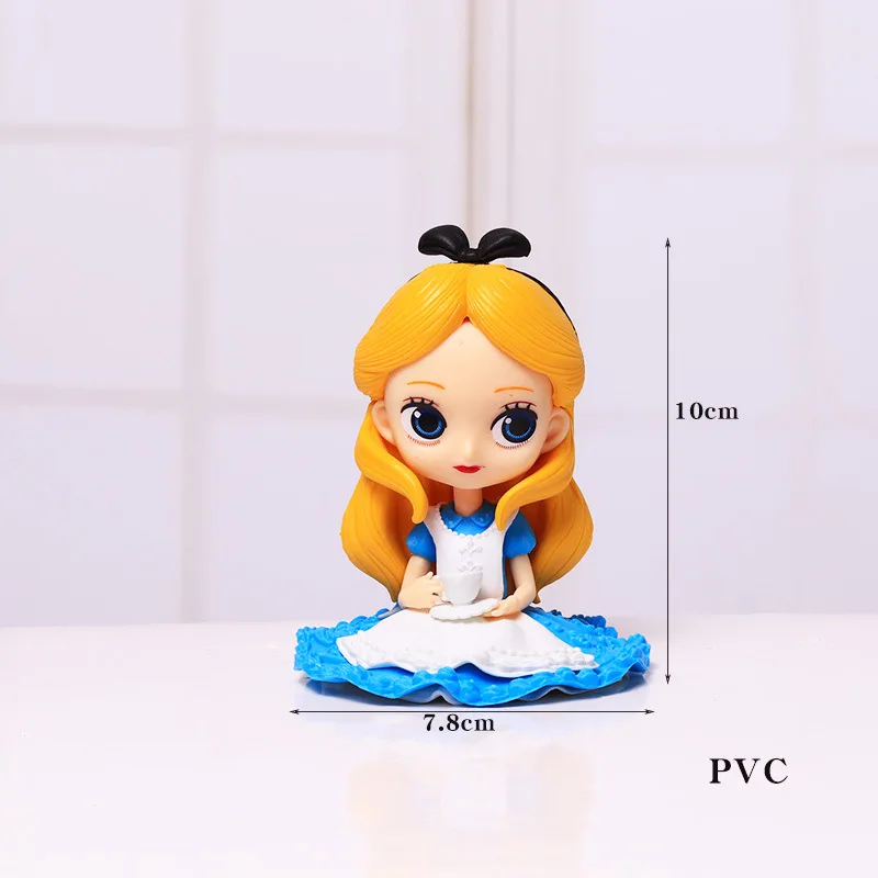 Disney Princess Q Posket Biancaneve Sirena Cenerentola Belle Mulan Jasmine Campanell PVC Action Figure Giocattoli di modello Regali per bambini