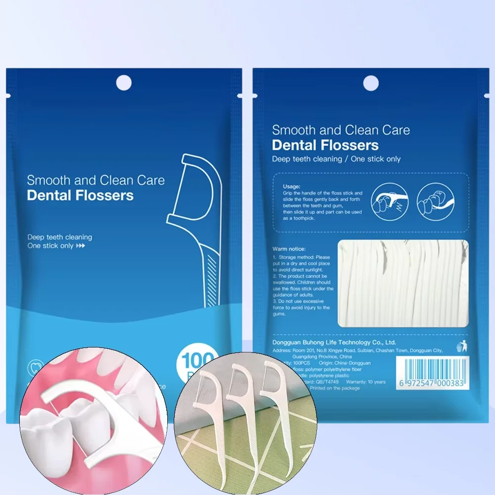 

100Pcs/bag High Tension Dental Floss Dental Floss Picks Disposable Plastic Toothpick Clean Oral Hygiene Care tool