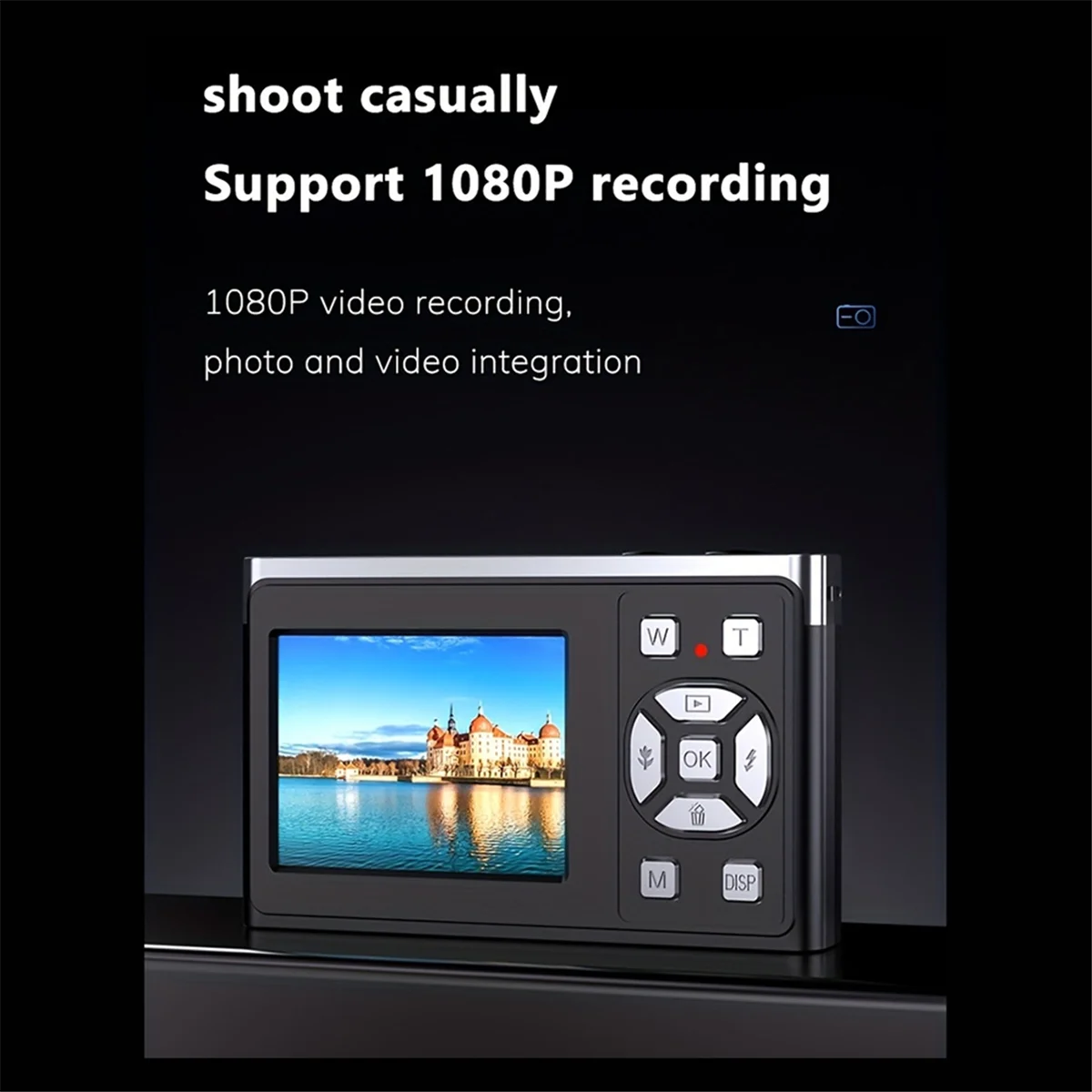 NEW HD Digital Camera Mini Student Activity CCD Selfie Card Camera 50 Million Pixels 2.2 Inch Display for Travel Black